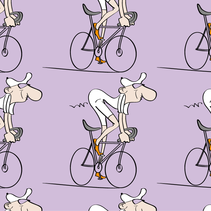 ride my bicycle, art of illustration redefined, cartoon style, non-realistic, seamless pattern, vector illustration, Illustrator template
