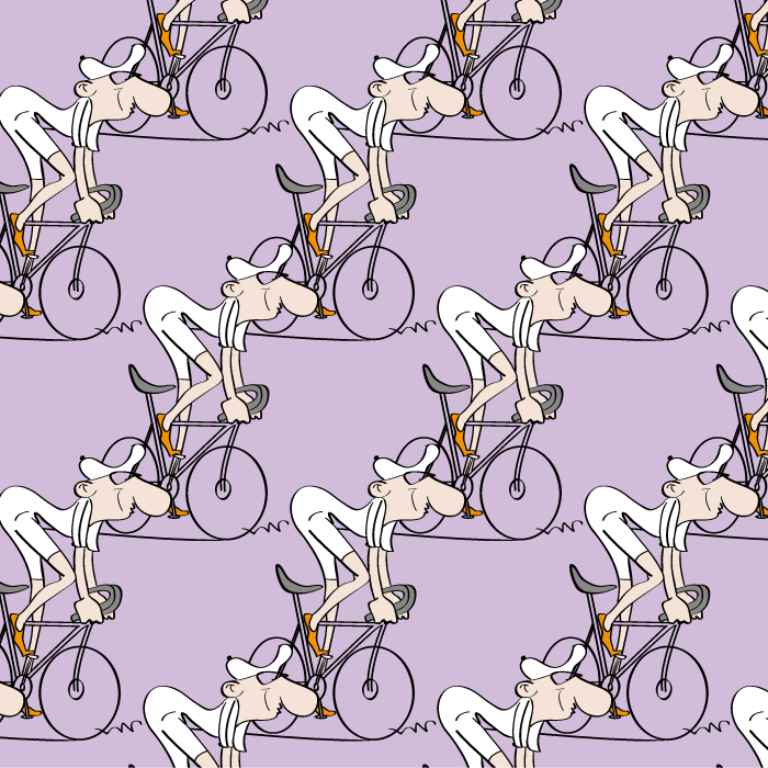 ride my bicycle, art of illustration redefined, cartoon style, non-realistic, seamless pattern, vector illustration, Illustrator template