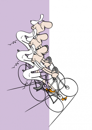 ride my bicycle, art of illustration recreated, cartoon style, non-realistic, transform effect, vector illustration
