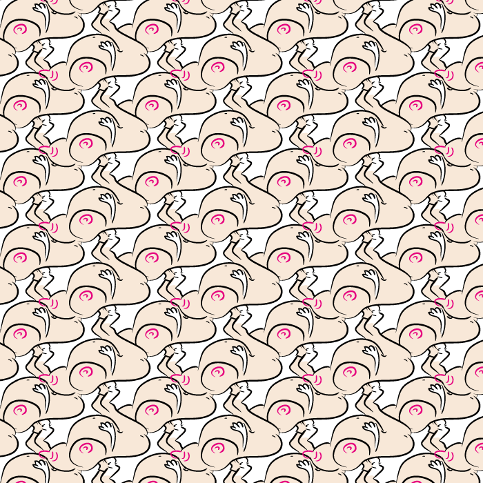 free the nipple, example of a seamless pattern illustration, non-realistic, vector illustration, cartoon style