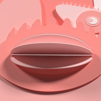 visual art image of six eyes looking at you, main color is pink, available as 3D model, example of a new kind of 3D asset, that puts a smile on your face