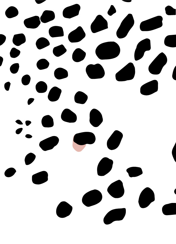 different minimalistic black vector dots with a splash of pink