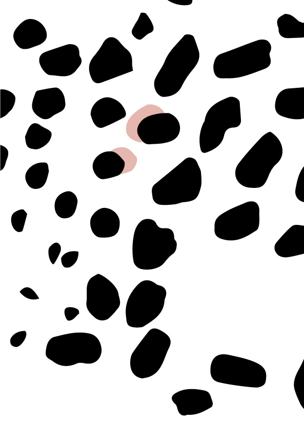 different minimalist black vector dots with a splash of pink