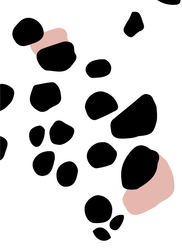 different minimalistic black vector dots with a splash of pink